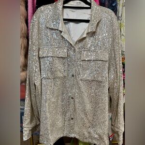 Sparkling Sequin Button Down Shirt